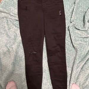 SPANX Black Denim Distressed Ankle